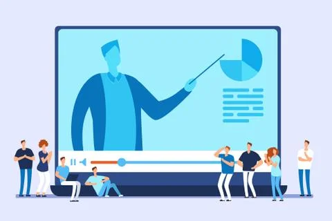 Online education. Video tutorials, internet training and web course vector Stockillustratie