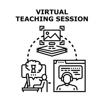 Online education virtual classroom teaching session concept 스톡 일러스트