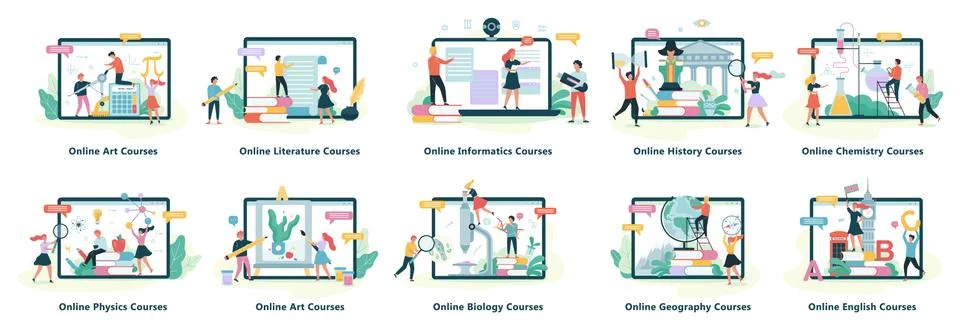 Online education web banner. Idea of distance 스톡 일러스트