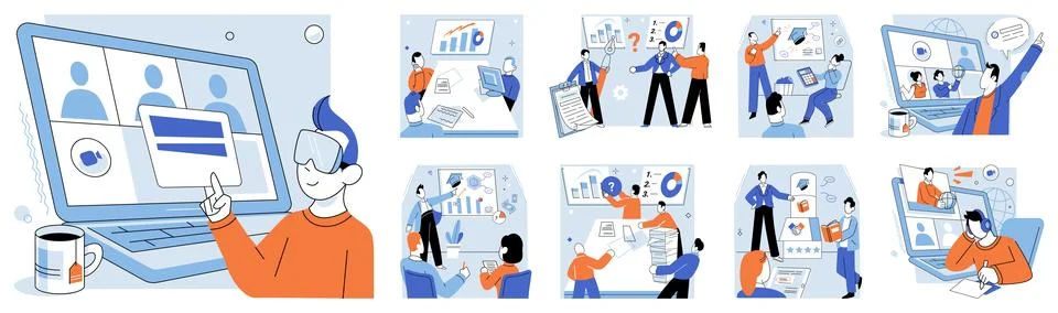 Online education. Web based teaching methodologies leverage power internet to Stock Illustration
