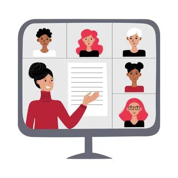 Online education webinar concept. E training lecture lesson. Computer monitor Stock Illustration