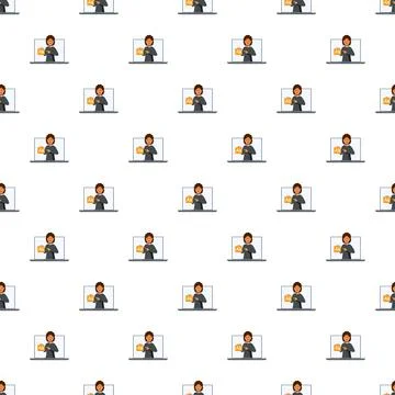 Online education webinar seamless pattern with student learning 스톡 일러스트