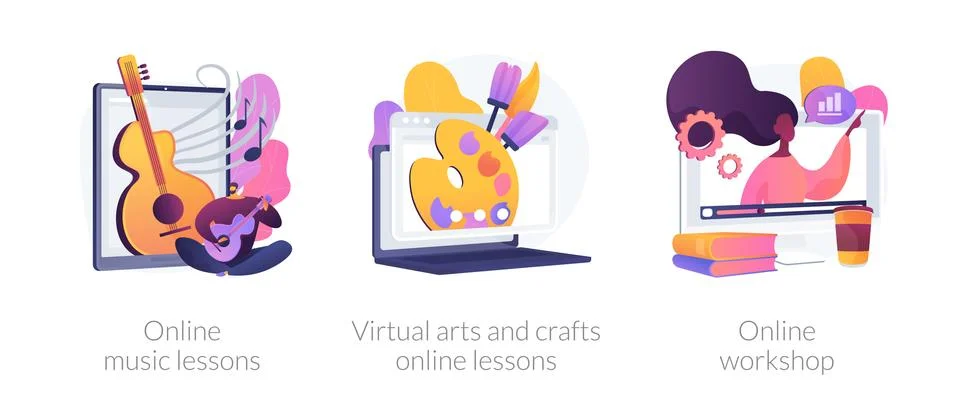 Online education while self-isolation abstract concept vector illustrations. 스톡 일러스트