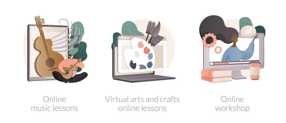 Online education while self-isolation abstract concept vector illustrations. イラスト素材