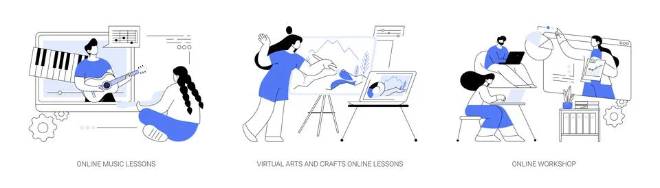 Online education while self-isolation abstract concept vector illustrations. Stock Illustration