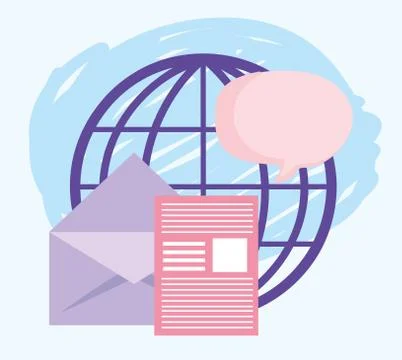 Online education, world document envelope message lesson Stockillustratie