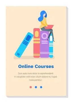 Online educational courses, studying science concept. Woman working on self 스톡 일러스트