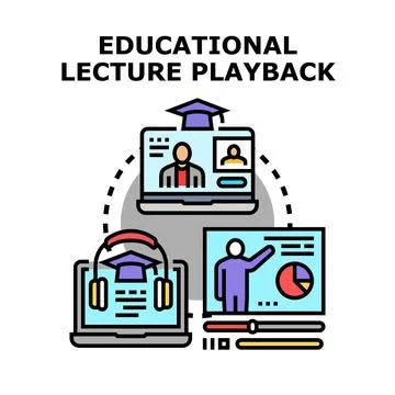 Online educational lecture playback with remote learning concepts 库存插图