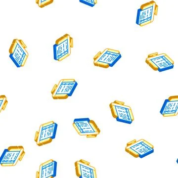 Online educational test isometric icon seamless pattern Stock Illustration
