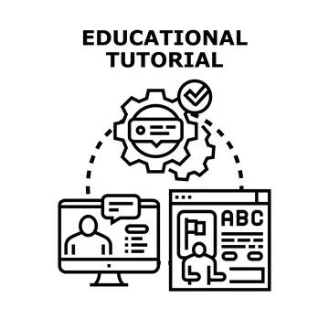 Online educational tutorial process improving new skills Stock Illustration