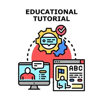 Online educational tutorial process improving new skills Stock Illustration