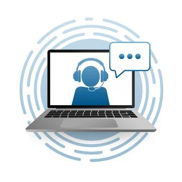 Online educational vector logo on a white background. Person in laptop with Stock Illustration