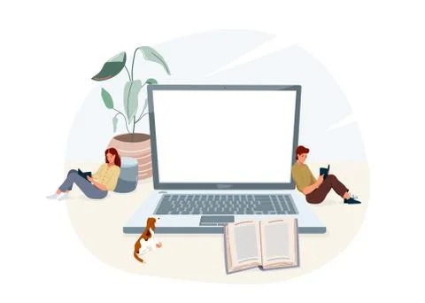 Online elearning education at home vector illustration. Learning design isolated Ilustração Stock