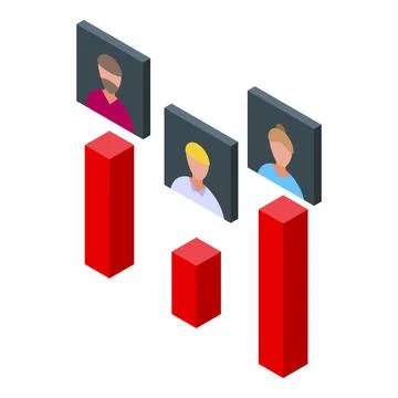 Online election graph icon isometric vector. People vote Stock Illustration