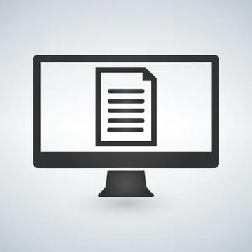 Online electronic document on computer display vector illustration. Ilustración de archivo