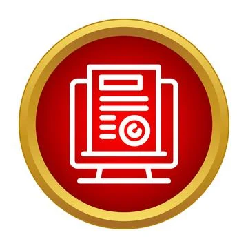Online electronic document on computer screen icon Stock Illustration