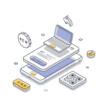 Online Electronics Store App On Phone Screen Isometric Vector Illustration Stock Illustration