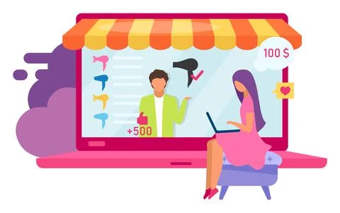 Online electronics store flat vector illustration Illustrazione stock