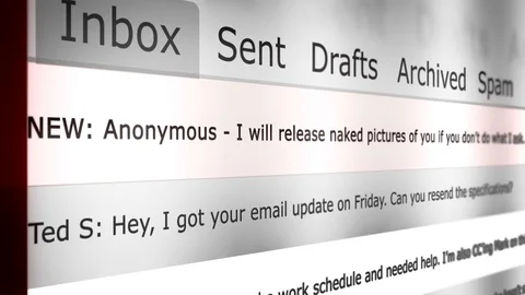 Online Email Interface Animation New Message Series - Naked Pictures Blackmail v Stock Footage 124026066