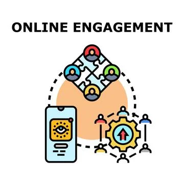 Online engagement concept connecting users in a social network Stock Illustration