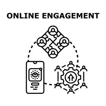 Online engagement concept connecting users in a social network Stock Illustration