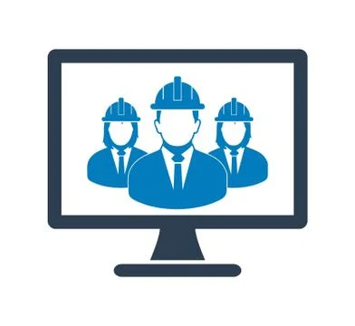 Online Engineering Team Icon. Flat style vector. Stock Illustration