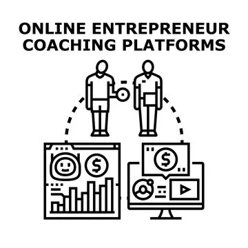 Online entrepreneur coaching platforms developing business strategies Stock-Illustration