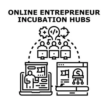 Online entrepreneur incubation hub developing startup business strategy Stock Illustration