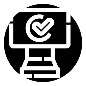 Online evaluation system showing check mark approval Stock Illustration