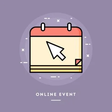 Online event, flat design thin line banner. Stock Illustration