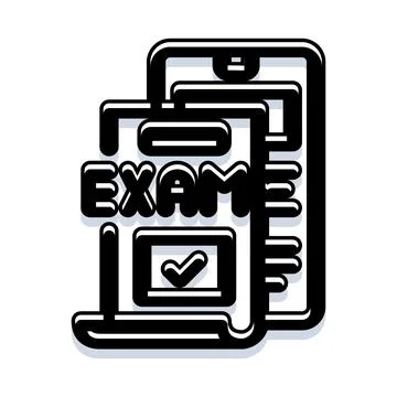 Online exam and digital test on mobile phone icon Stock Illustration