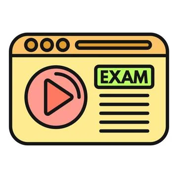 Online exam browser window showing video lesson 스톡 일러스트