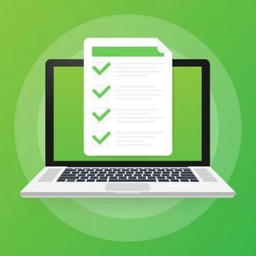 Online exam, checklist and pencil, choosing answer, questionnaire form, takin Stock Illustration