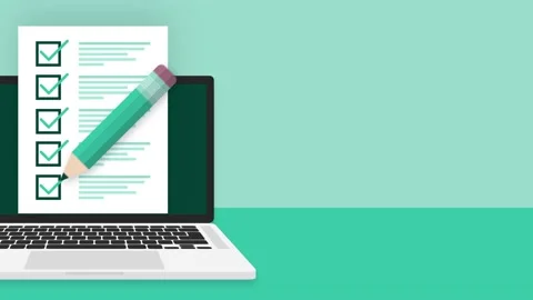 Online exam on green background. Motion graphics. Stock-Footage 156581896