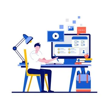 Online exam, online survey, testing, e-learning, online courses concepts wi.. Stock Illustration