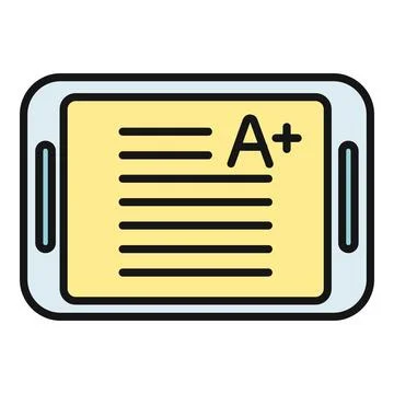 Online exam result showing a plus grade on tablet Stock Illustration