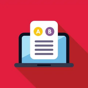 Online exam, survey or test. Student passing exam on laptop. Choosing answer Stock Illustration