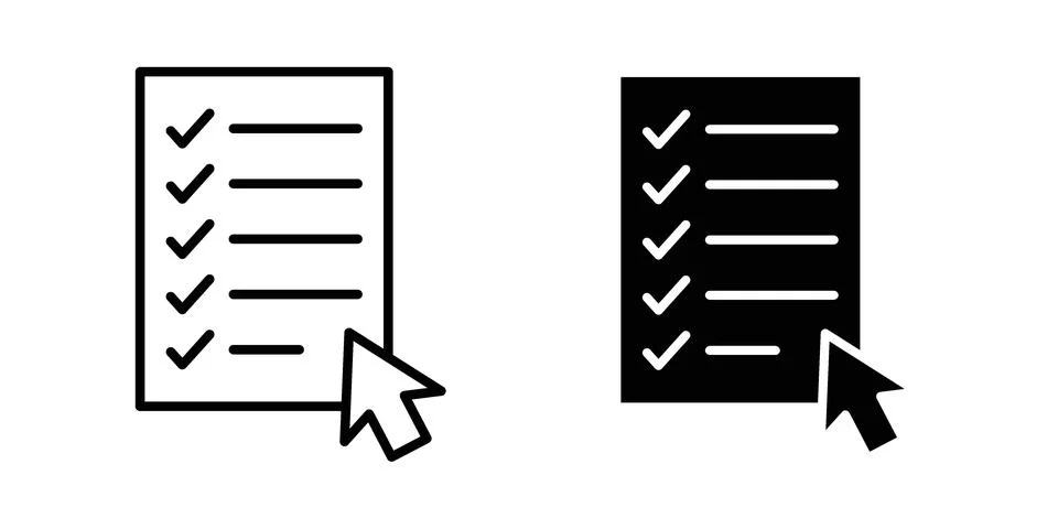 Online exam test icon vector concepts, line and silhouette style Stock Illustration
