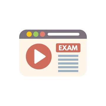 Online exam on website with play button showing video tutorial Stock Illustration
