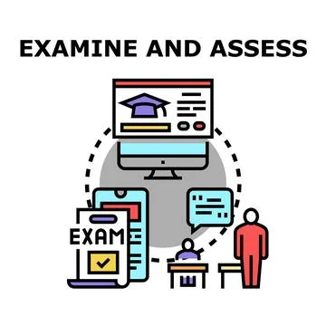 Online examination and assessment process concept Stock Illustration