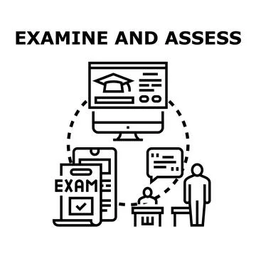 Online examination and assessment process concept Stock Illustration
