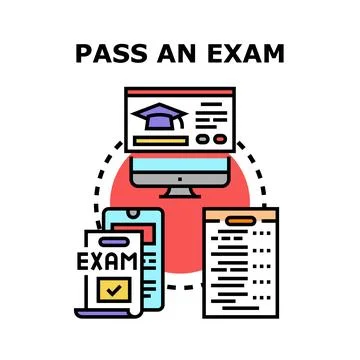 Online examination success passing knowledge evaluation concept Stock Illustration