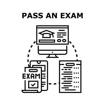 Online examination success passing knowledge evaluation concept Stock Illustration