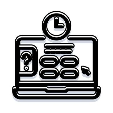 Online examination with timer and questions on laptop 스톡 일러스트
