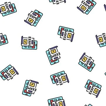 Online examination vector seamless pattern Illustrazione stock