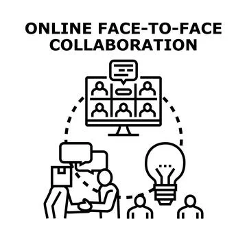 Online face to face collaboration concept developing new ideas Stock Illustration