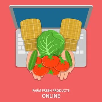 Online farm products flat vector concept. Stock Illustration