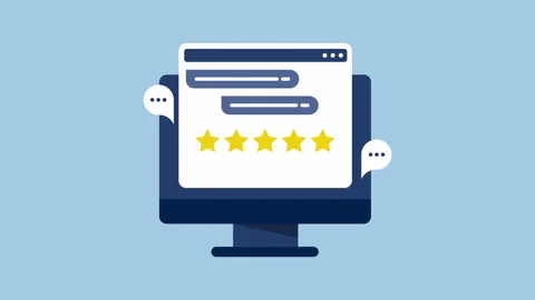 Online feedback and support team, Customer rating 2d Animation with Alpha Matte Stock Footage 335607933