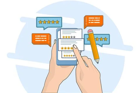 Online feedback concept. Write a comment about the product. Survey form. Stock Illustration