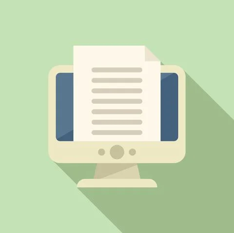 Online file icon flat vector. Class study Stock Illustration
